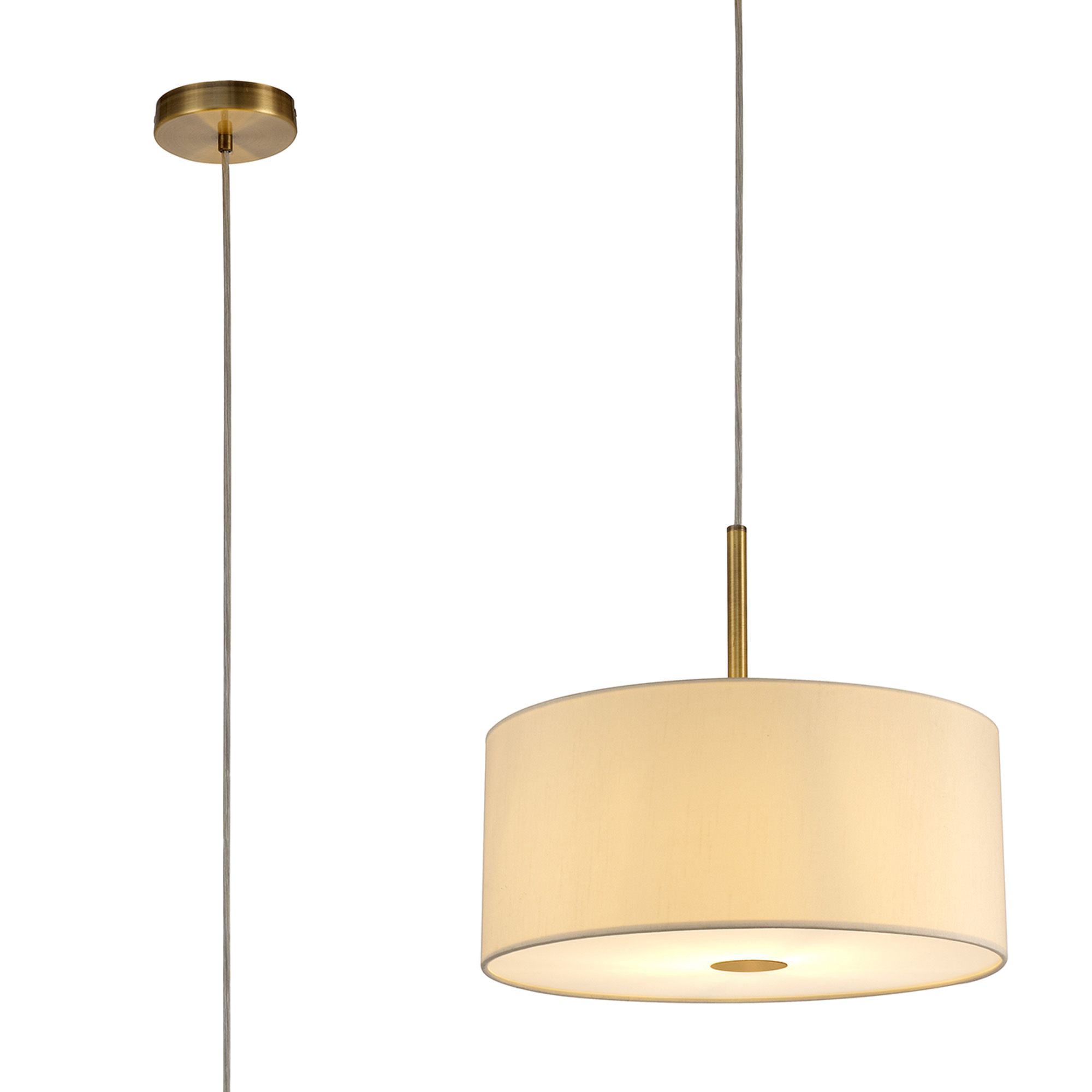 DK0215  Baymont 40cm Pendant 1 Light Antique Brass, Ivory Pearl, Frosted Diffuser